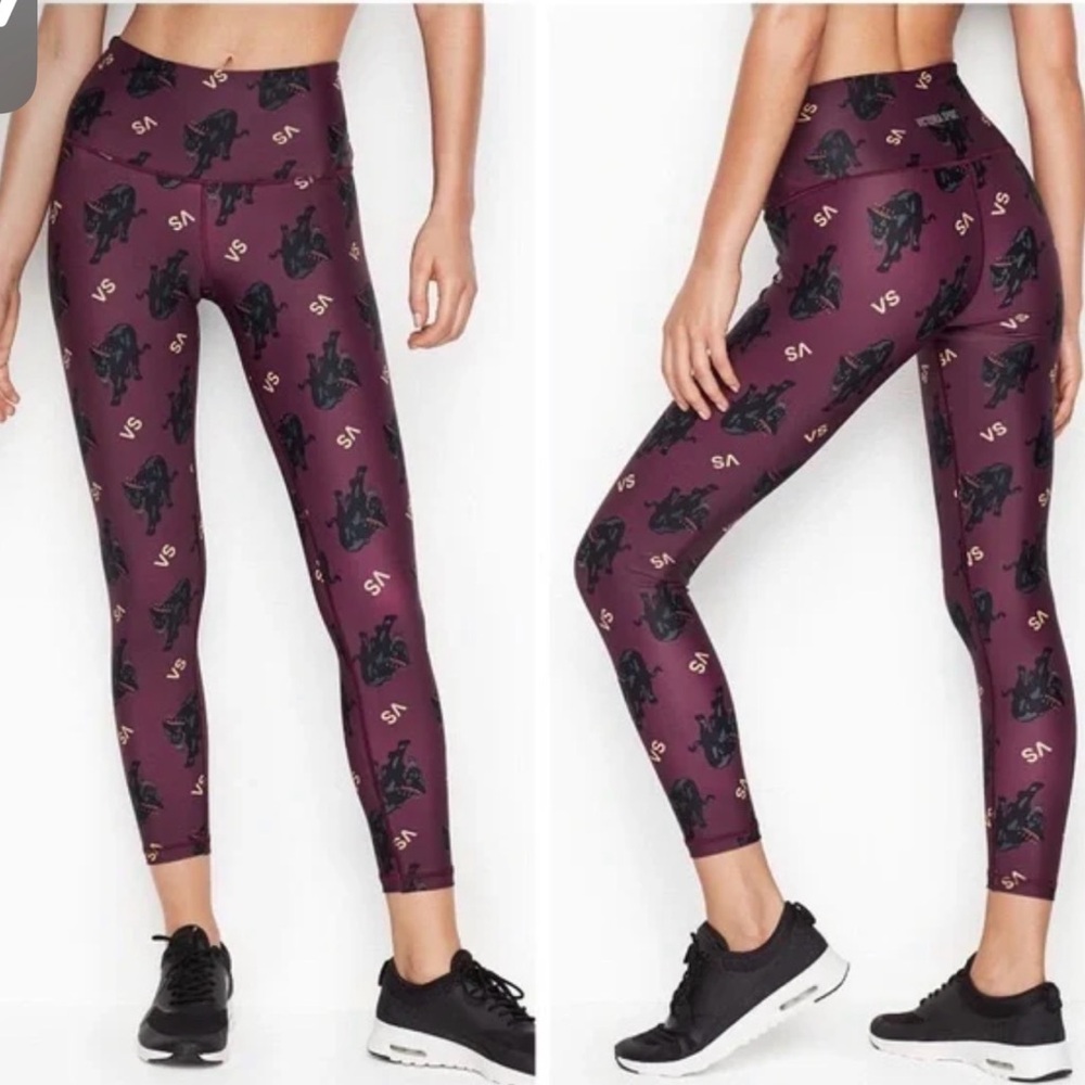 Victoria Secret Sport Mauve Graphic Leggings with Panther Print. Size Large